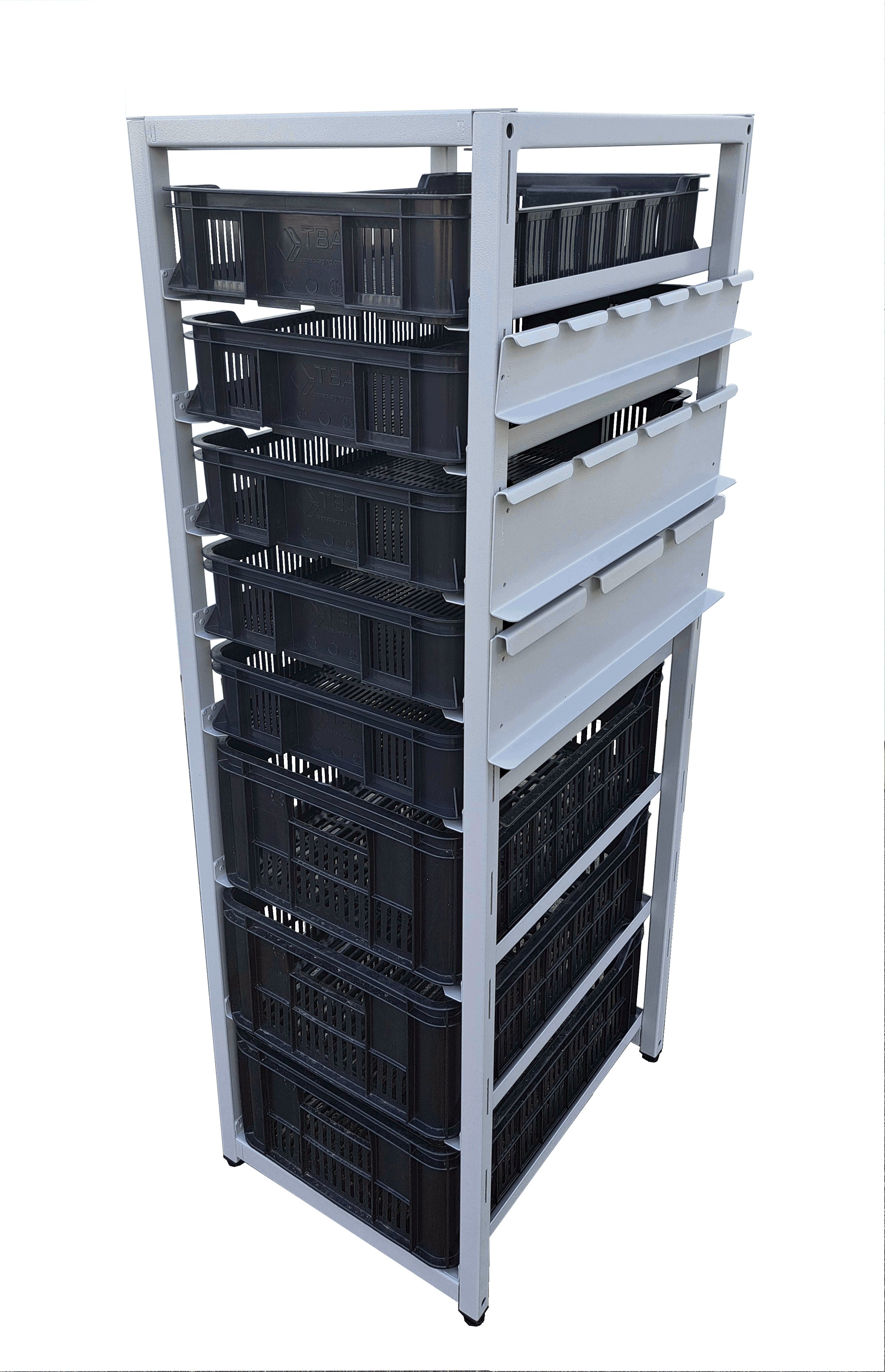 Regál na přepravky V150 UNI - 3p220+5p116 - zátěž.kola - S